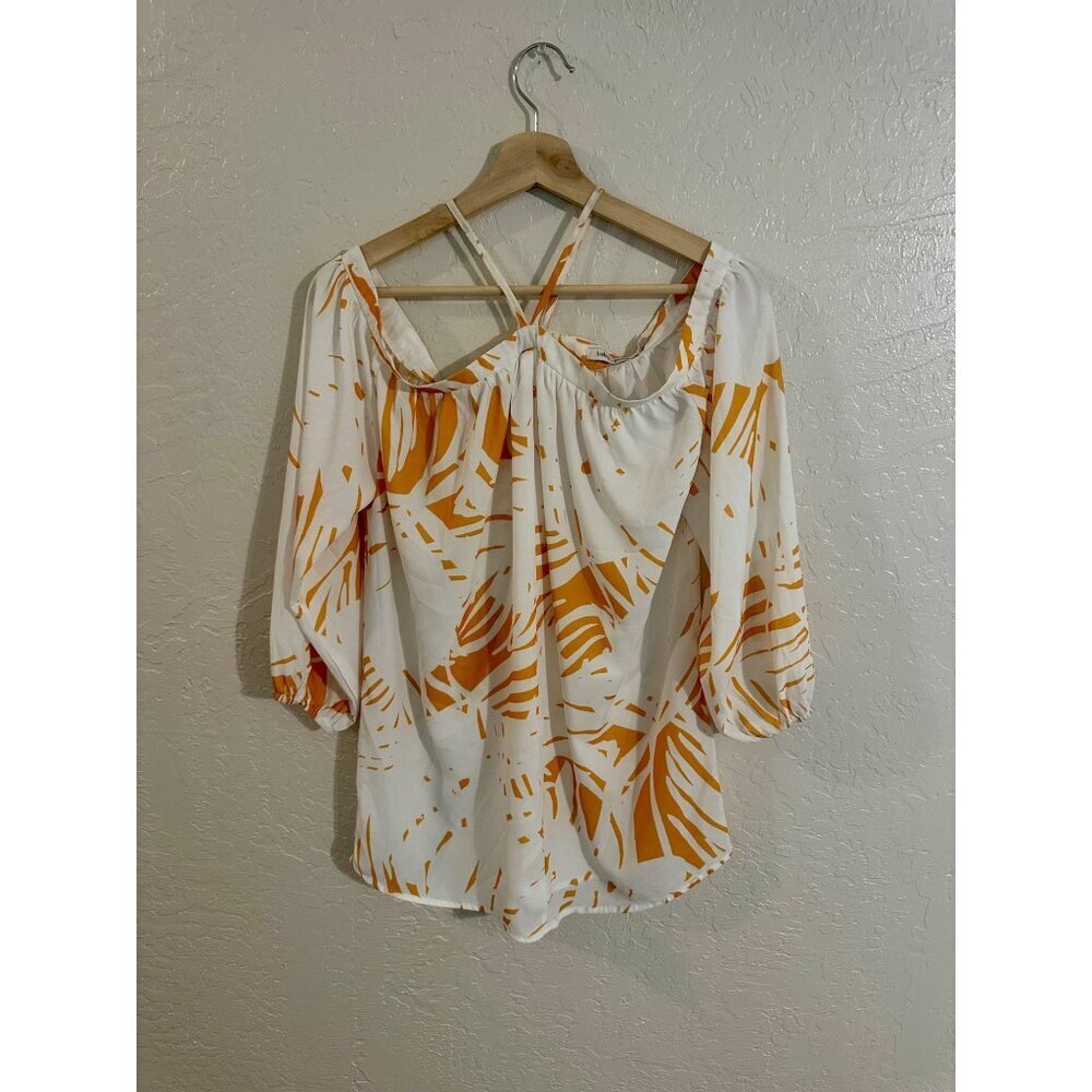 Bishop & Young Y White & Yellow Off The Shoulder Riviera Beachy Blouse - Picture 7 of 11